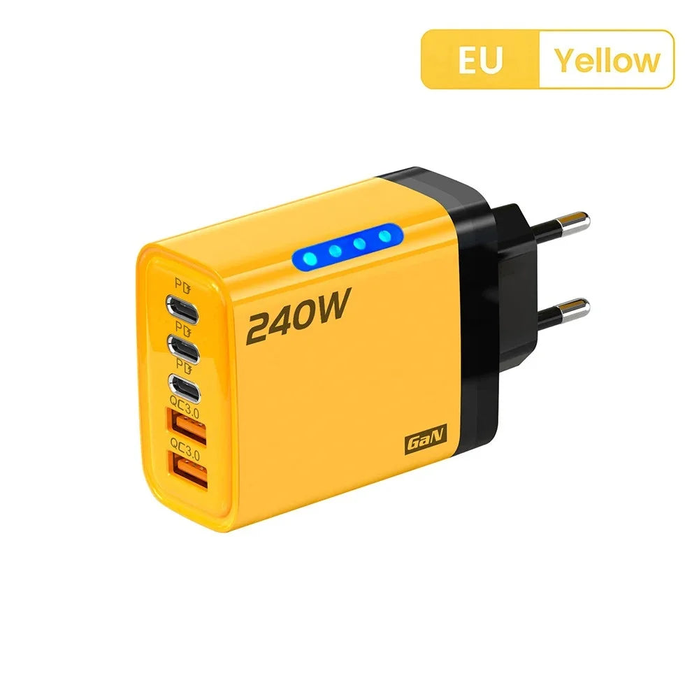USB Type C 240W GaN Charger Fast Charging PD Quick Charger 3.0 Wall Adapter EU/US Charging Plug For iPhone Xiaomi Samsung Huawei