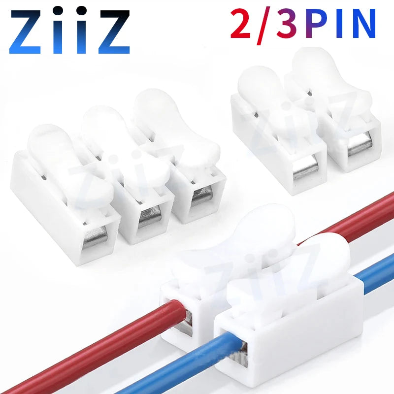 20/50Pcs No Solding Quick 1P 2P Cable Wire Connector No Screw Terminal Block Spring Clamp ZiiZ