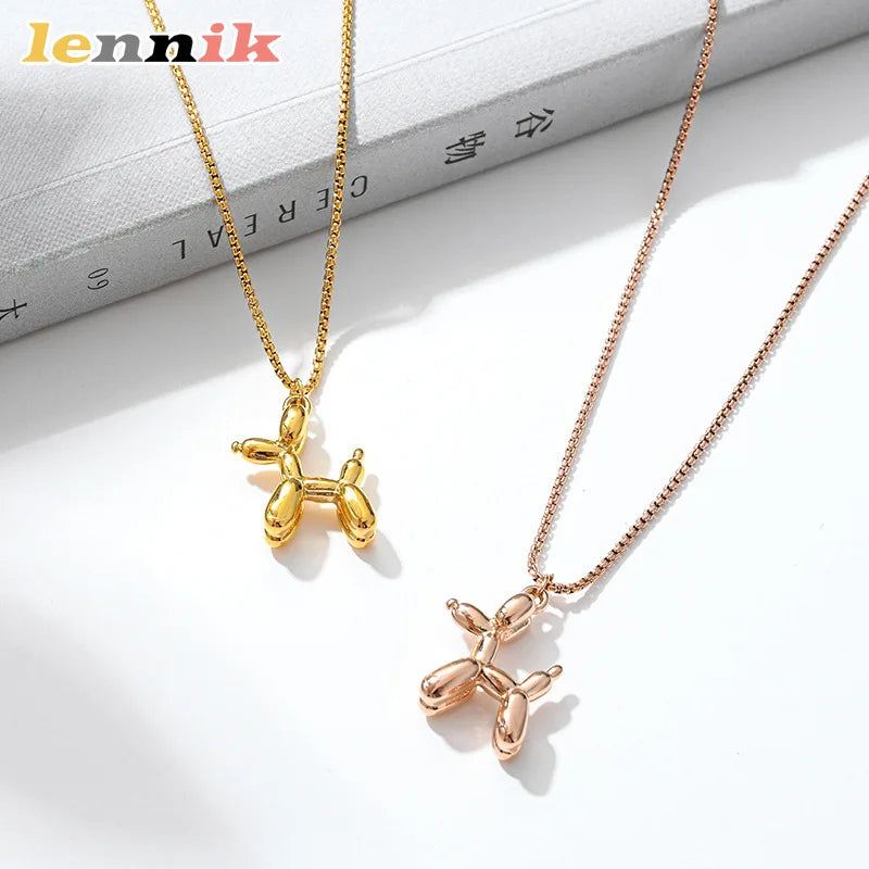 Cartoon Style Titanium Necklace, Joyful Balloon Dog Charm for A Lighthearted Look, Lightweight & Durable, Playful Yet Elegant