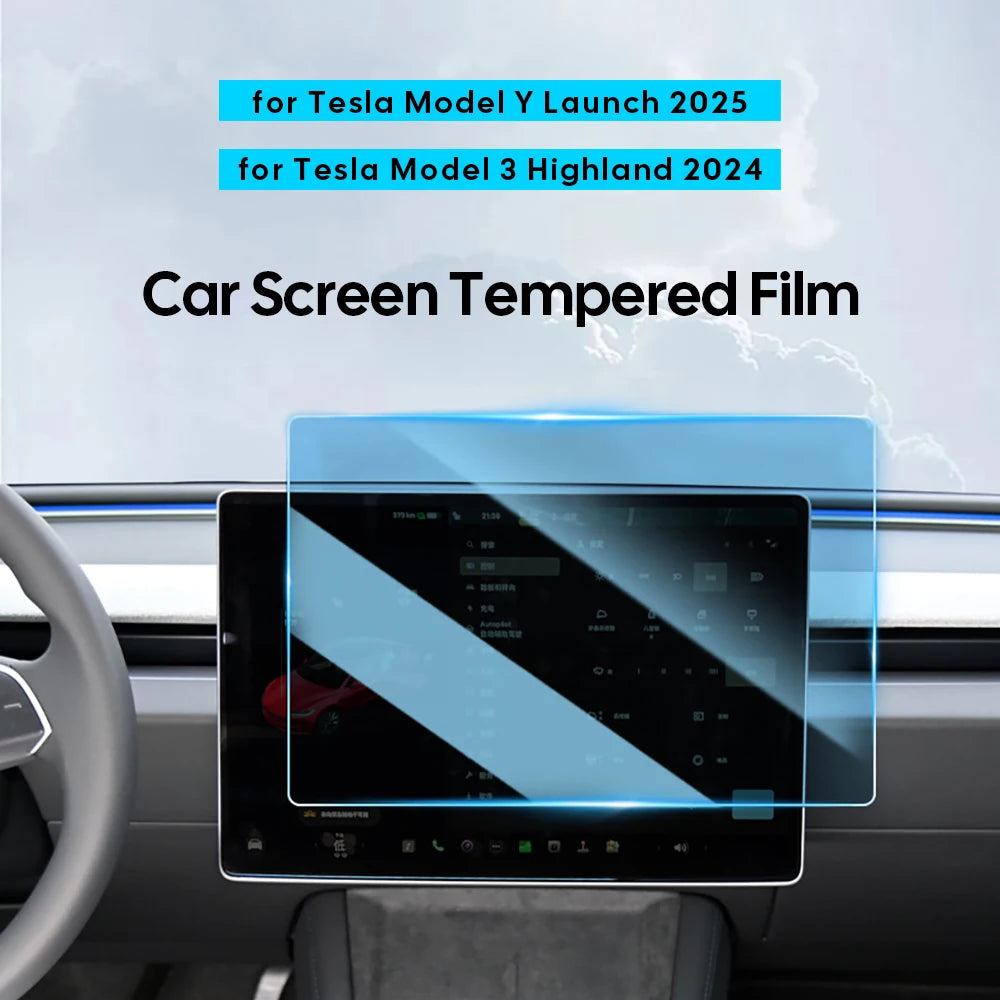 Tempered Glass Film Protector for New Tesla Model Y Launch 2026 Model 3 Highland 2024 Rear Row Center Control Screen Protective