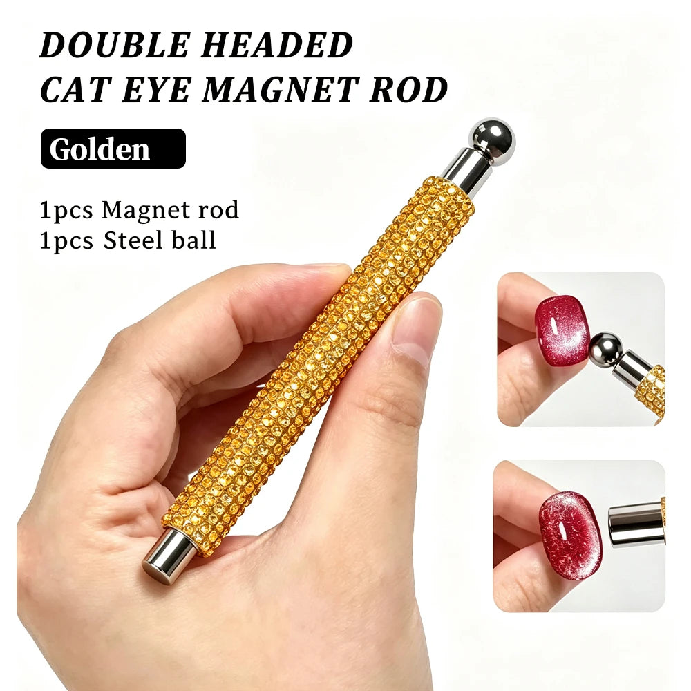 1/2Pcs Nail Cat Eye Magnetic Ball With Nail Magnetic Stick Tool Set Double-head Strong Magnet Pen 3D Cat Eye Gel Nail Supplies