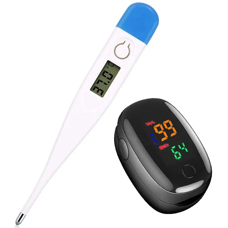 Pulse Oximeter Finger Clip Pulse Thermometer Electronic Soft Head Oral Armpit Temperature Measurement Household Adults Children