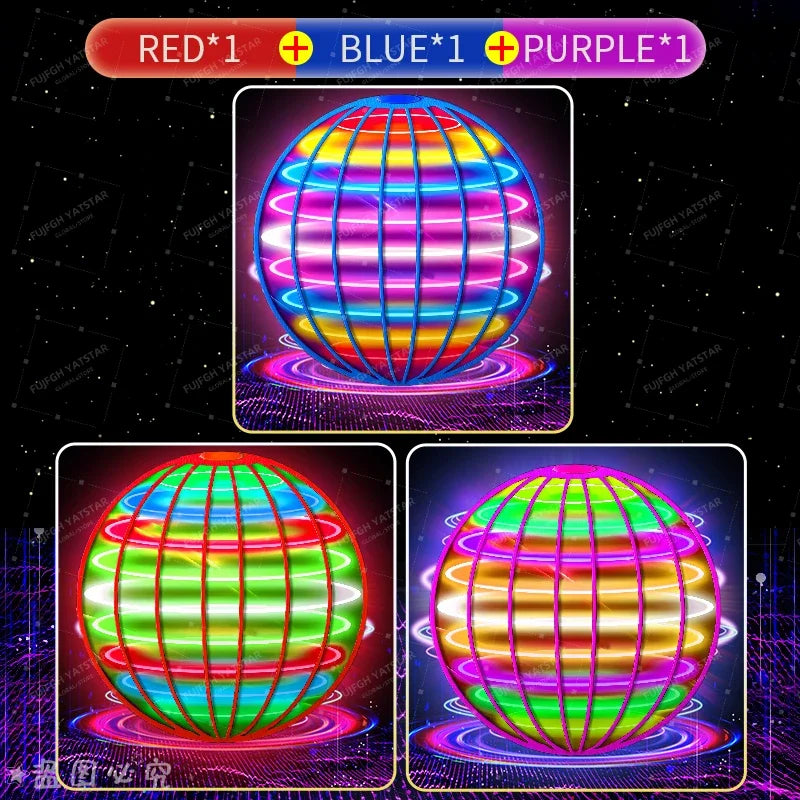Flying Ball Children's Hand Controlled Color LED Cosmic Globe 360 ° Rotating Suspension Ball Suitable for Indoor and Outdoor Toy
