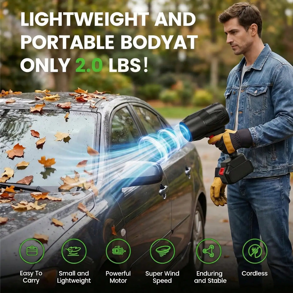Electric Cordless Leaf Blower, Lightweight Handheld Dust Blower With Battery, High-Speed Motor Leaf Blowers For Lawn Care, Garage/Patio/Car Cleaning,Black-1 Battery Pack