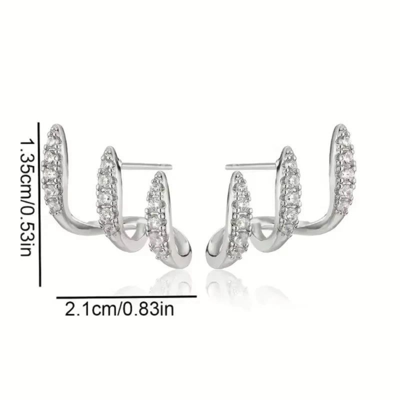 Exquisite Silver Color Claws Stud Earrings with Crystal Modern Design Fashion Versatile Accessories Women Jewelry