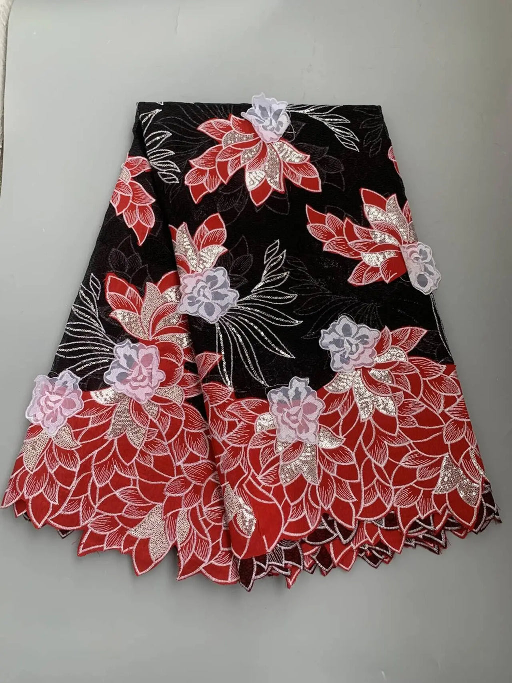 2026 High-Quality African Nigerian Tulle Lace Fabric Sequins Embroidery French Guipure Luxury Prom Party Dresses Beaded 5 Yards