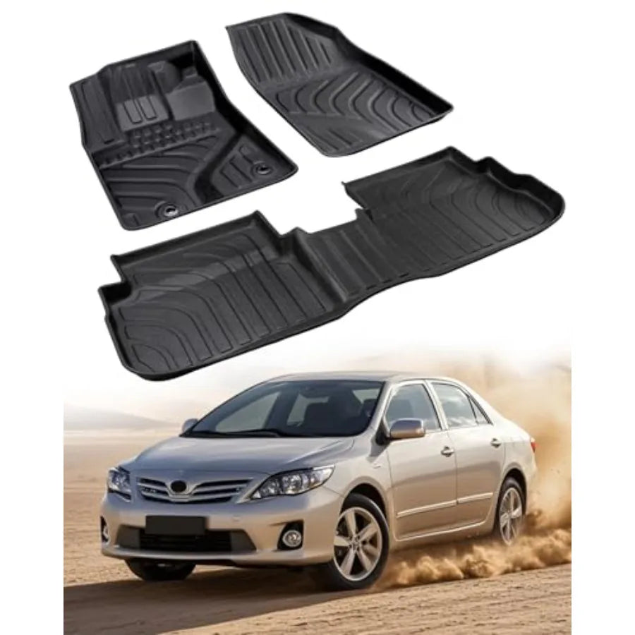 All Weather Floor Mats for  Corolla 2009-2013 Sedan Only TPE Black Rubber Car Liner Full Set Fit Matrix  2009 2010