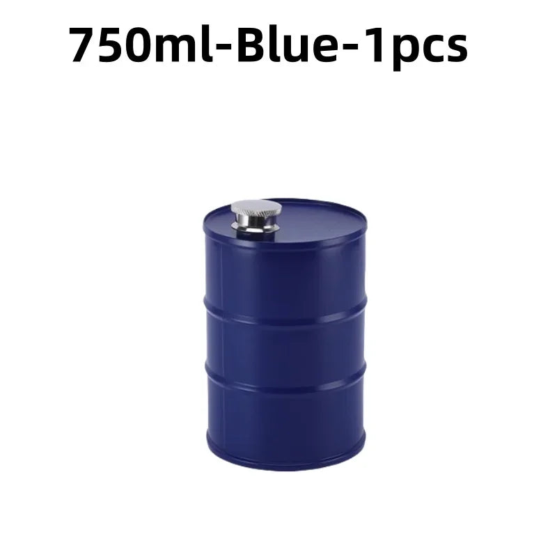 1Pc 25oz Water Bottle Drums Whisky  Portable Stainless Steel Hip Flask