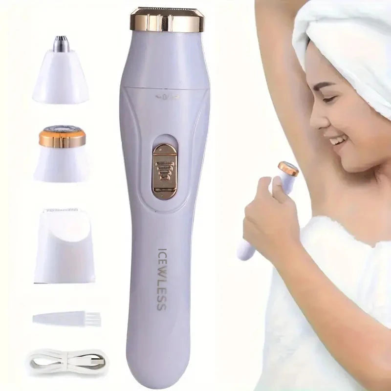 3-in-1 Electric Hair Removal Set, USB Rechargeable Nose Hair Trimmer, Underarm, Leg Hair, Nose Hair Removal Device