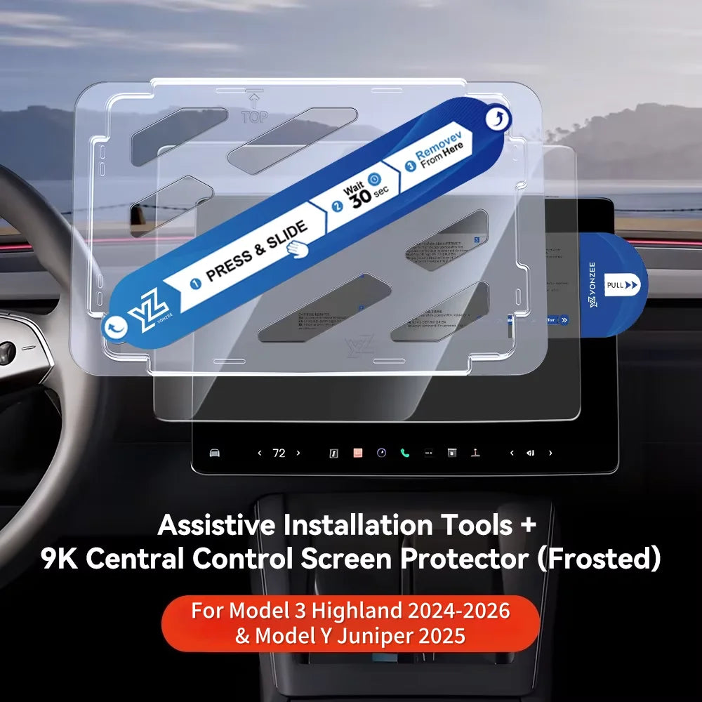 YZ Tempered Glass Screen Protector For Tesla Model 3 Y 2021-2025 Center Control Accessorie Matte Anti Glare HD Film Protection