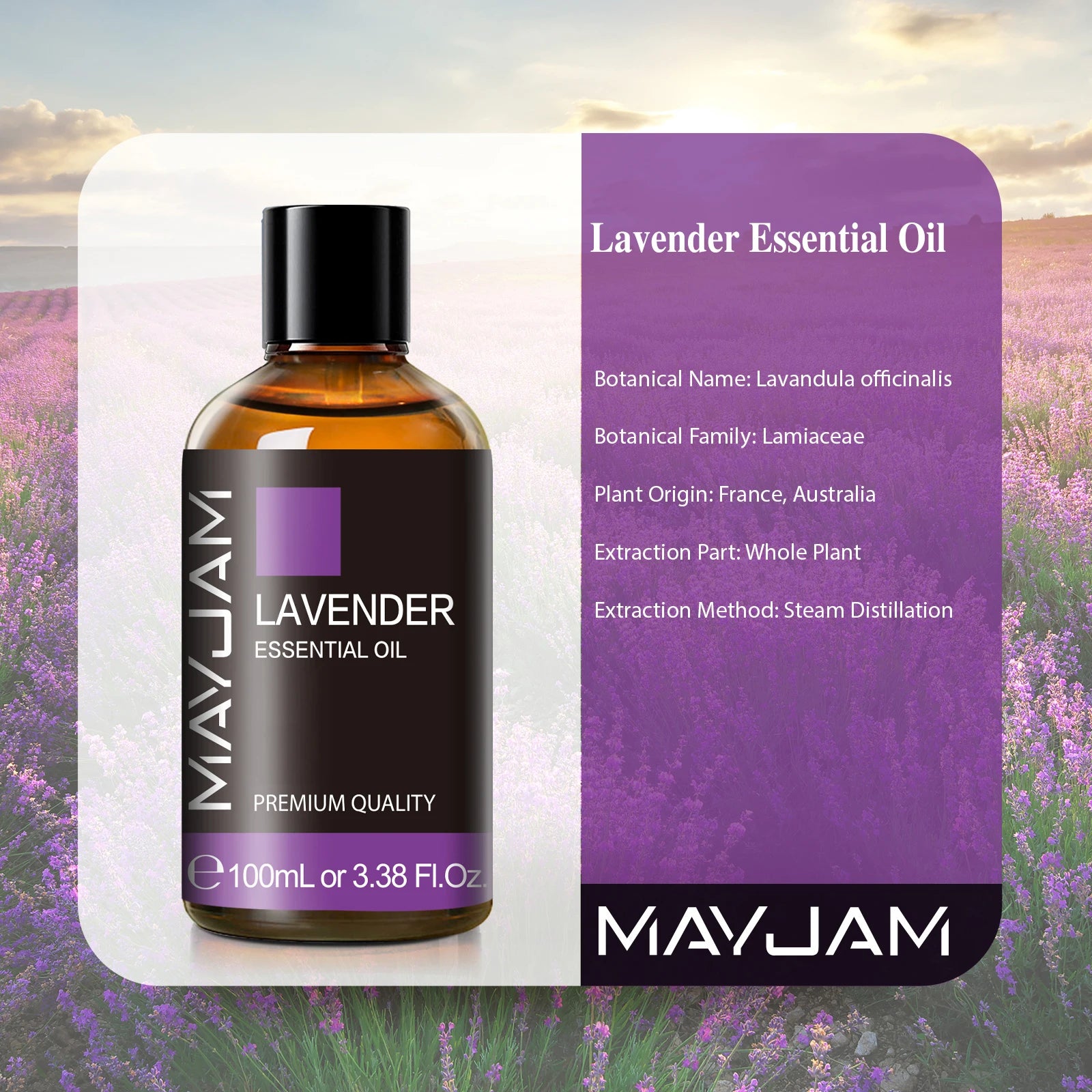 MAYJAM 100ml Premium Essential Oil Lavender Aroma for Humidifier Aromatic Diffusers Burner Making Scented Candle Handmade Soaps