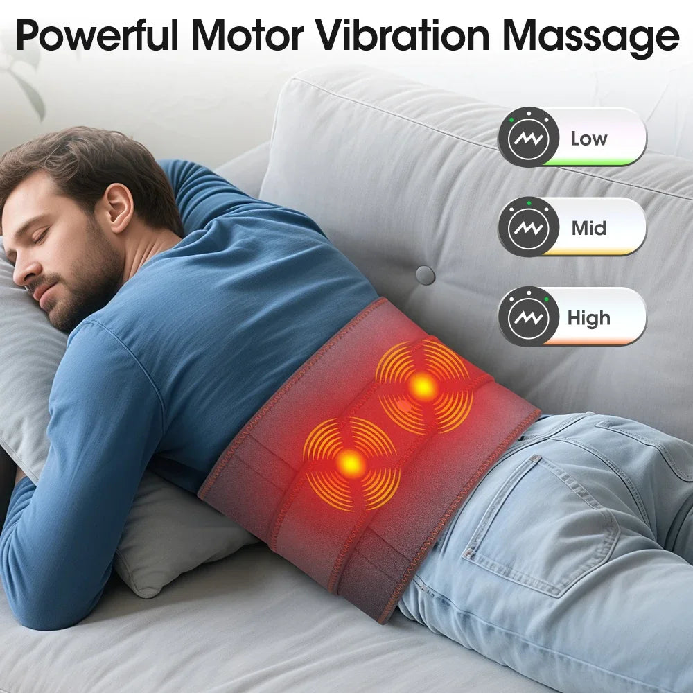 Electric Waist Massager Belt with Controller 5000mAh Vibration Red Light Warm Compress Heating Lumbar Support Belt for Women Men
