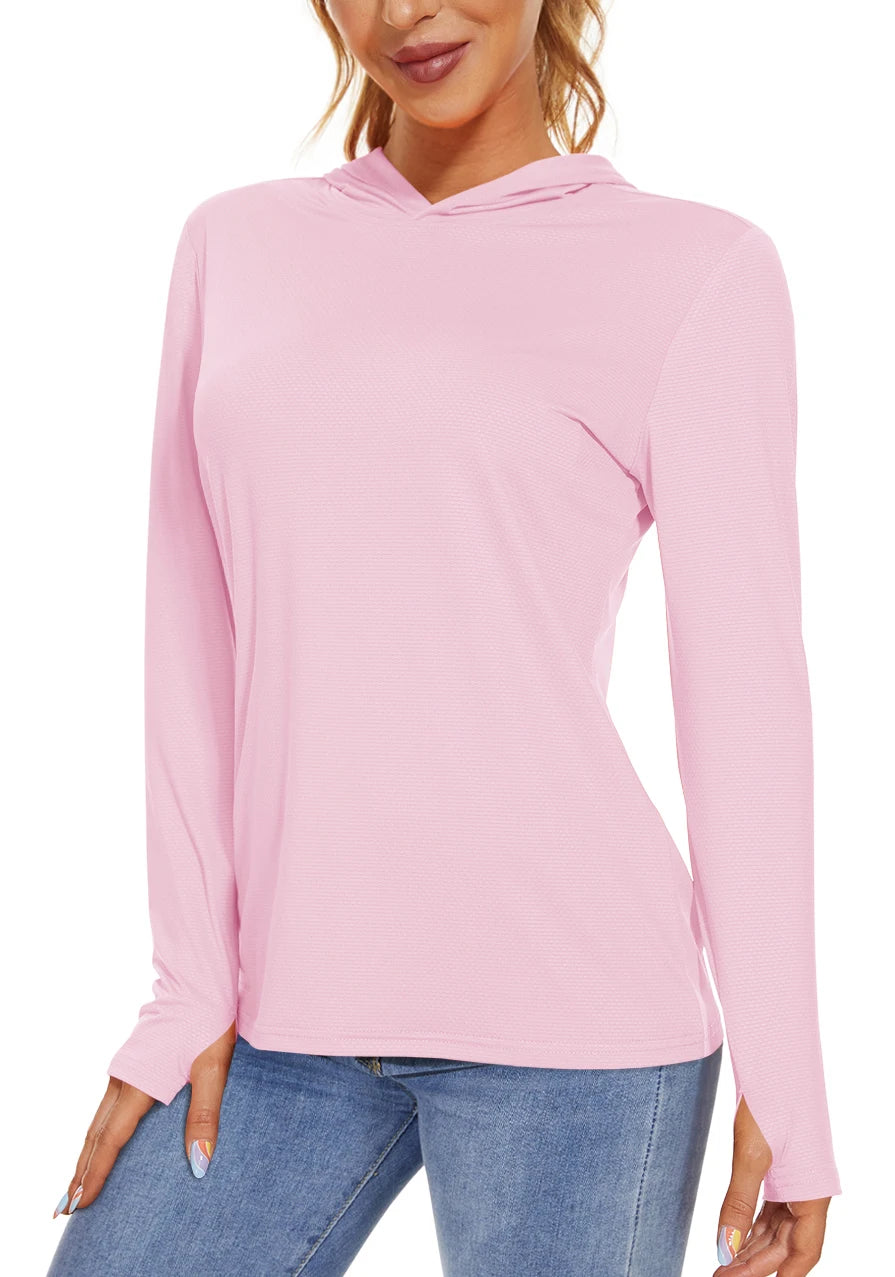 TACVASEN UPF 50+ UV/Sun Protection Outdoor Hooded T-shirt Women's Long Sleeve Hoodie Shirt Fishing Hiking Tee Shirts Pullover
