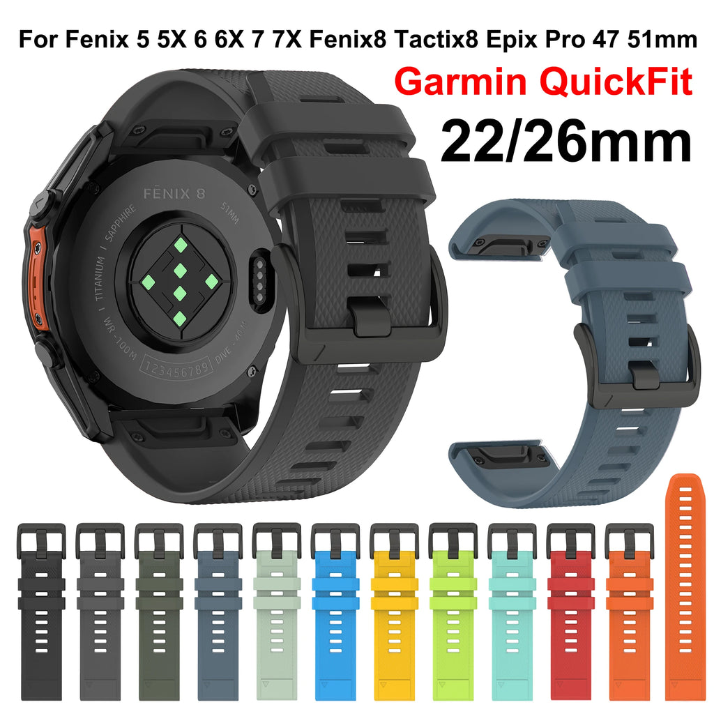 22 26mm Silicone Watch Band for Garmin Fenix 6 6X Pro 5X 5 Plus 7 7X Solar Watchband Bracelet for Fenix8 Epix Pro 47 51mm Corrra