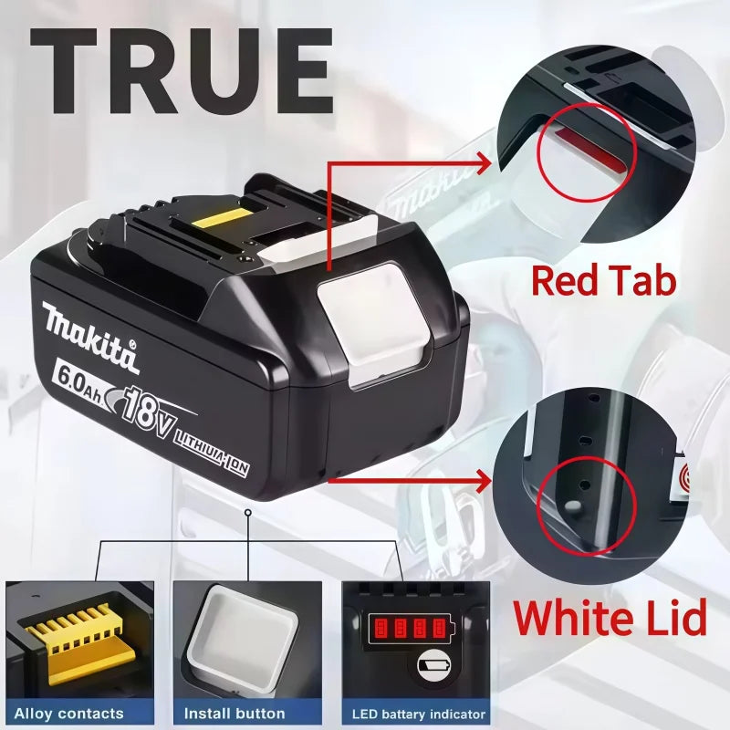 2026 New Makita 6Ah for Makita 18V Power Tool Battery BL1840 BL1830B BL1850B BL1850 BL1860 BL1815 Replacement Lithium Battery