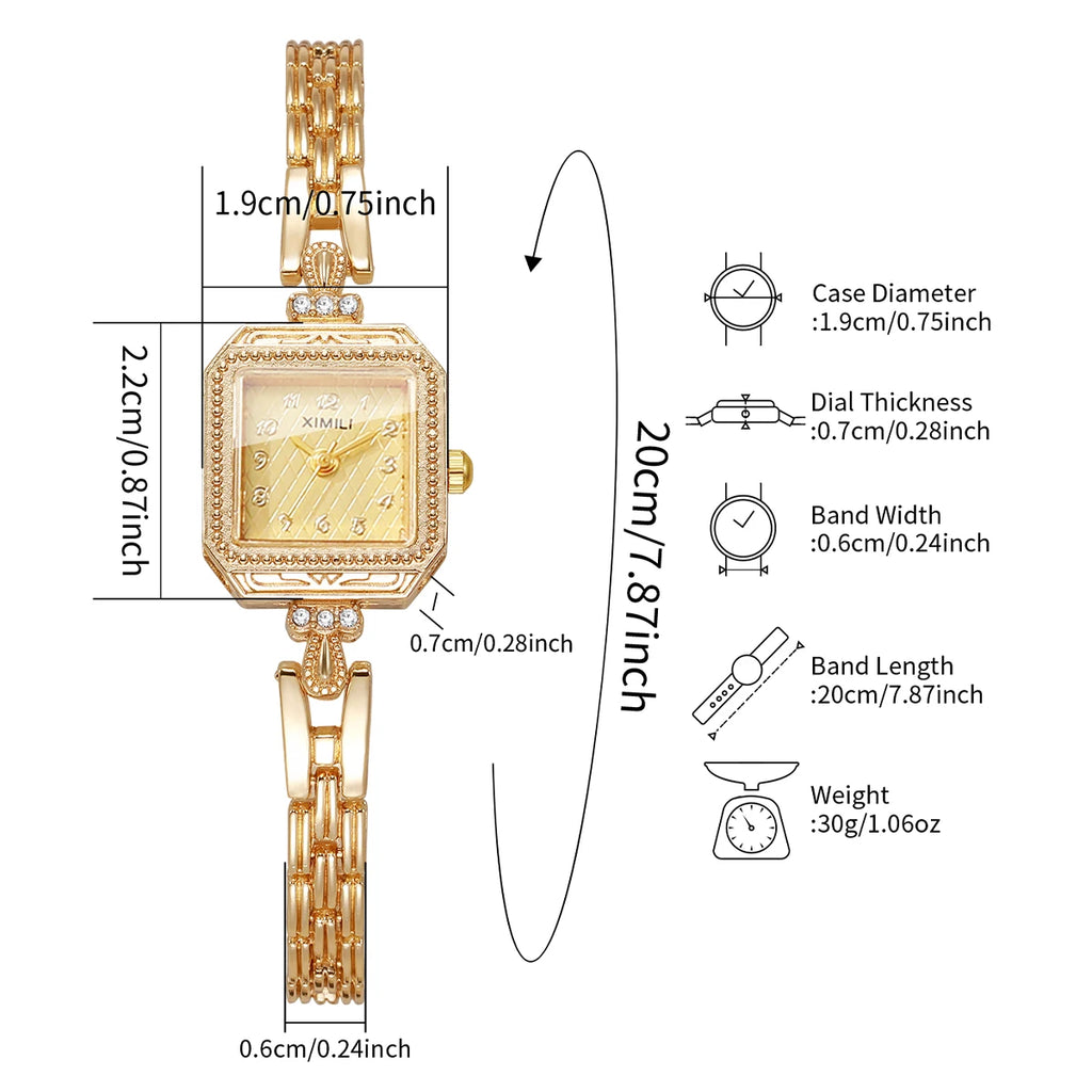 Fashion Rhinestone Square Women Watches Elegant Bracelet Strap Ladies Quartz Wristwatches Reloj Mujer（Without Box）