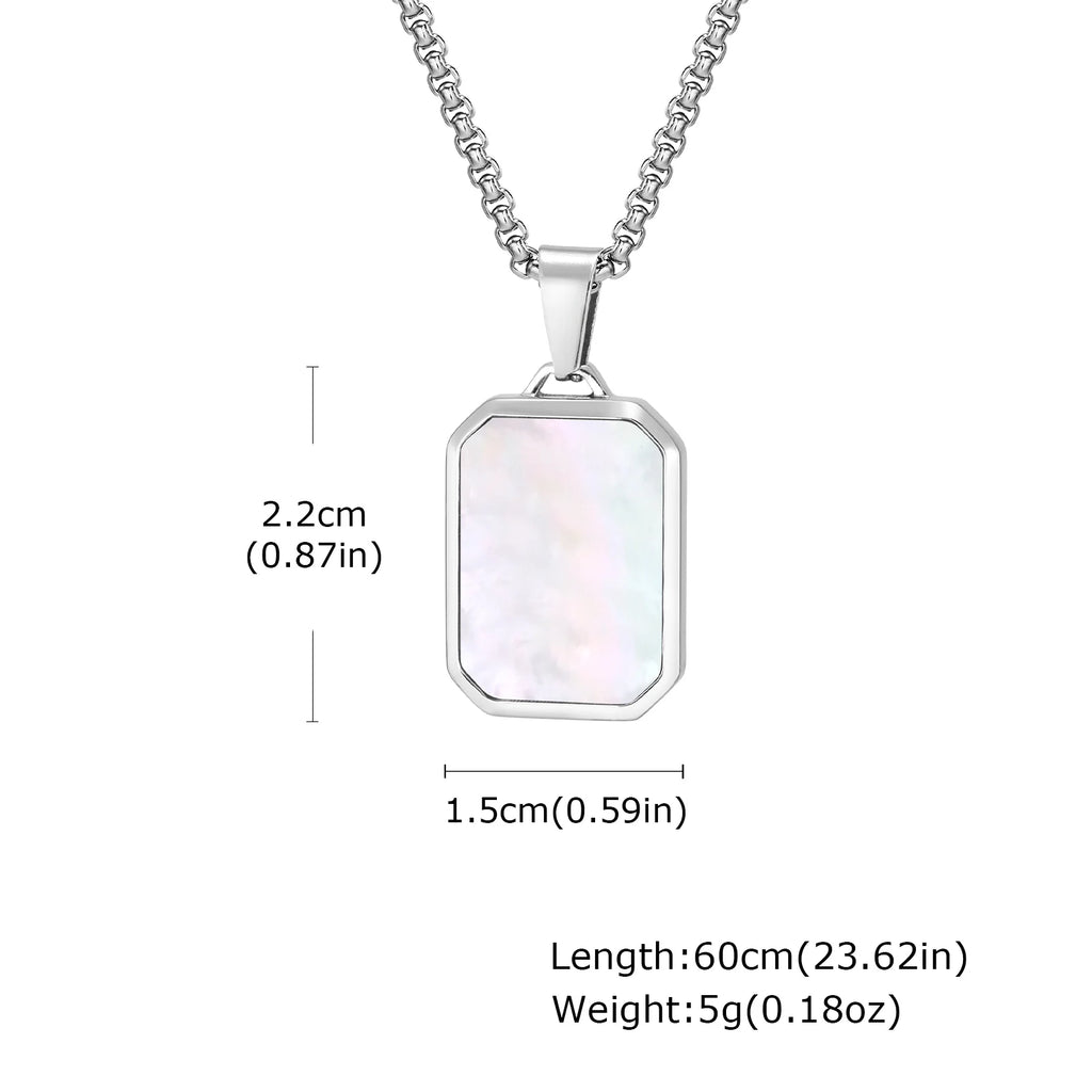 Trendy Pendant Necklaces for Men,Square Natural Stone Stainless Steel Necklaces,Hip Hop Healing Jewelry Gifts for Husband Dad