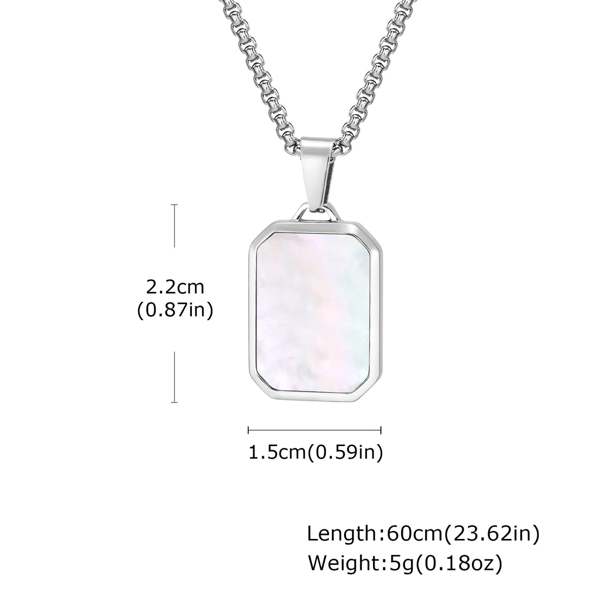Trendy Pendant Necklaces for Men,Square Natural Stone Stainless Steel Necklaces,Hip Hop Healing Jewelry Gifts for Husband Dad