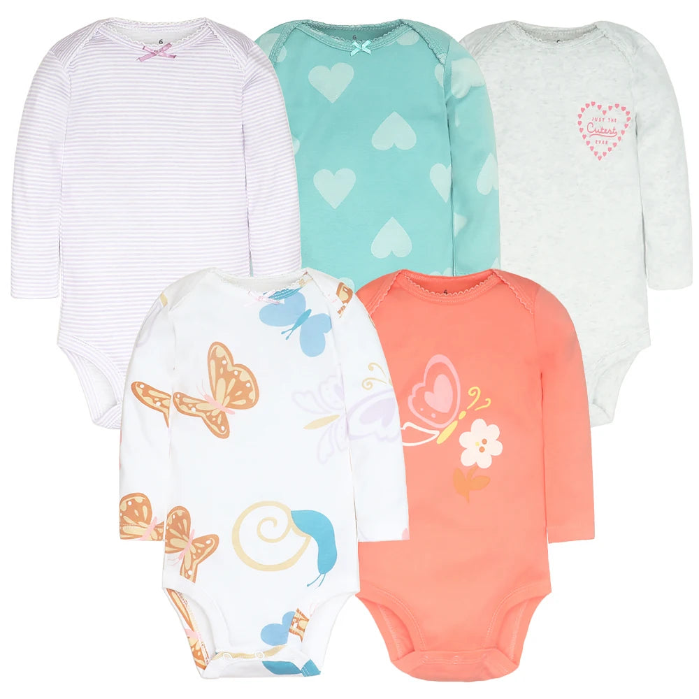 Spring Autumn Baby Bodysuits 3/4/5PCS Long Sleeve Baby Boy Girl Clothes 100% Cotton Newborn Body Infant 0-24Month Bebe Jumpsuit
