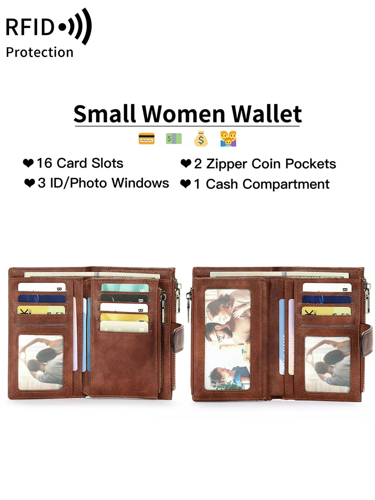 Fashion Women Wallet Vintage Folding Strap Double Zipper Pocket Short Card Holder High Quality LuxuryPortable Clutch Card Holder