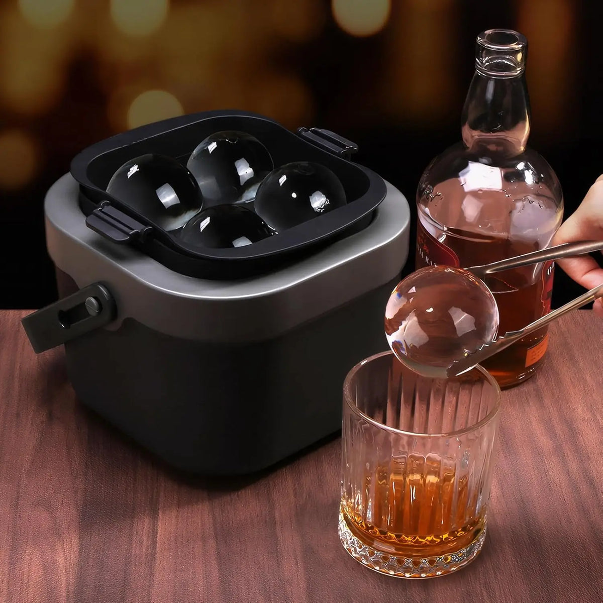Crystal Clear Ice Ball Maker, 4 Large 2.4" Clear Sphere Ice Cube Mold for Whiskey, Cocktails & Bourbon