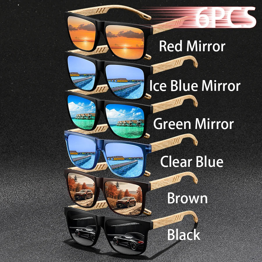 6PCS Fashion Classic Square Sunglasses Men Women Driving Fishing Retro Running  leisure Trendy Lightweight protective glasses