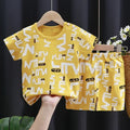 Cartoon Printed Clothing Pure Cotton Home Clothes 2 Piece Suits Toddler Fashion Cute Casual Tracksuits Contrast T-shirt+Shorts