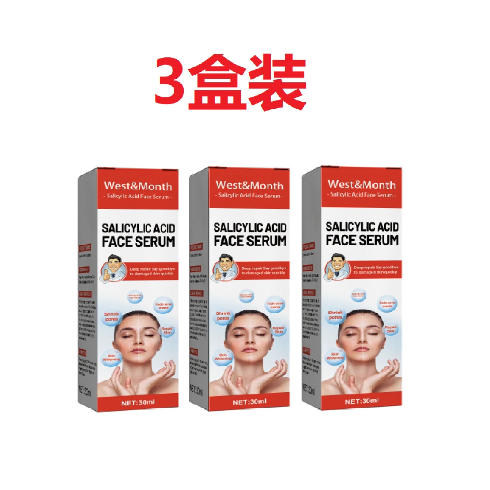 Salicylic Acid Facial Serum Firming Lifting Brighten Skin Tone Shrinks Pores Moisturizing Niacinamide Korean Skin Care Products