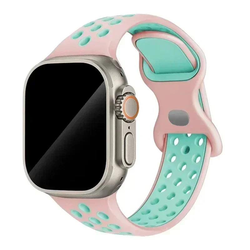 Original Silicone Strap For Apple Watch Band 49mm 44mm 45mm 40mm 42mm Breathable Correa for iWatch Series10 9 8 SE 7 6 Ultra
