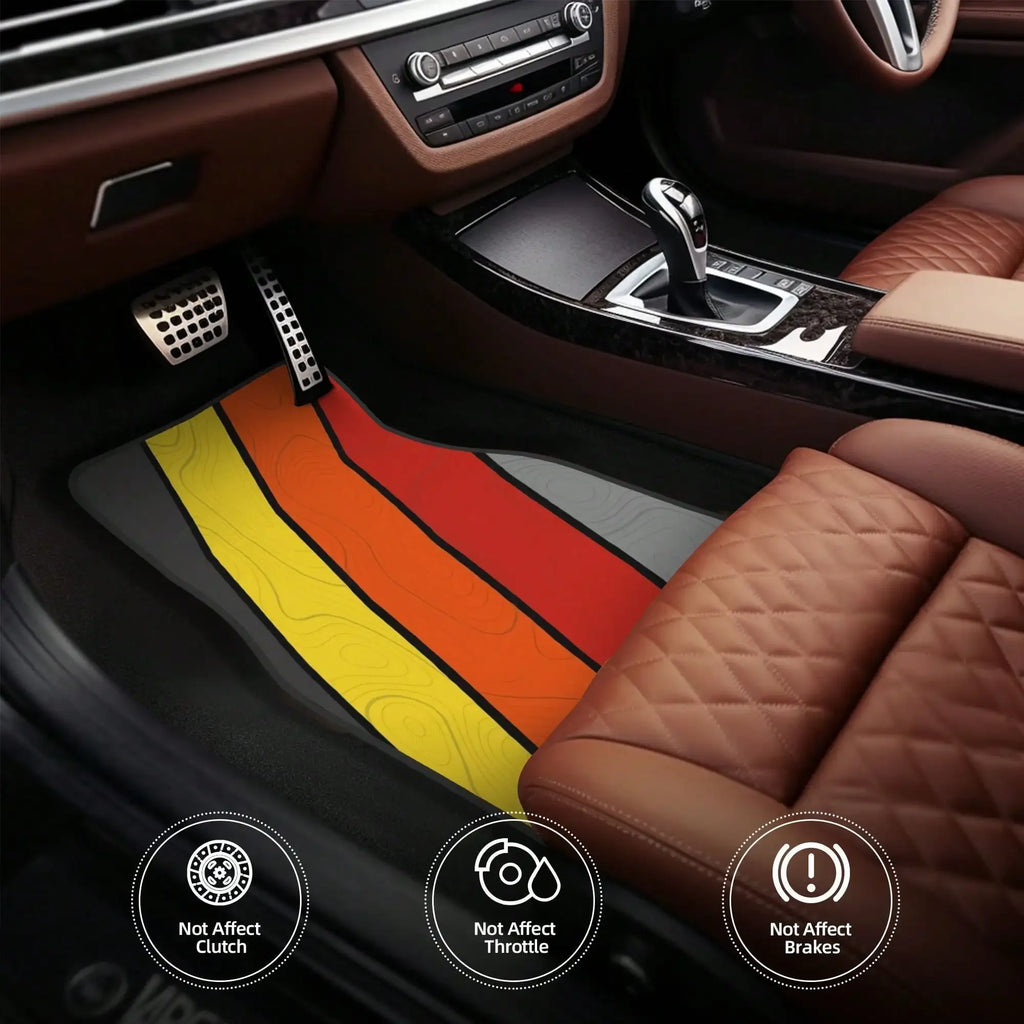 Set of Four Car Floor Mats. Elegantly Crafted Mats Featuring Designs. Ideal for Vehicles, Including Cars, Trucks
