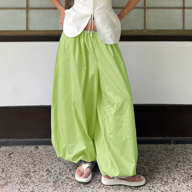 100% Cotton High Quality Women Casual High Waist Bloomers Long Pants Fashion Big Wide Leg Pants Women Clothes Trousers