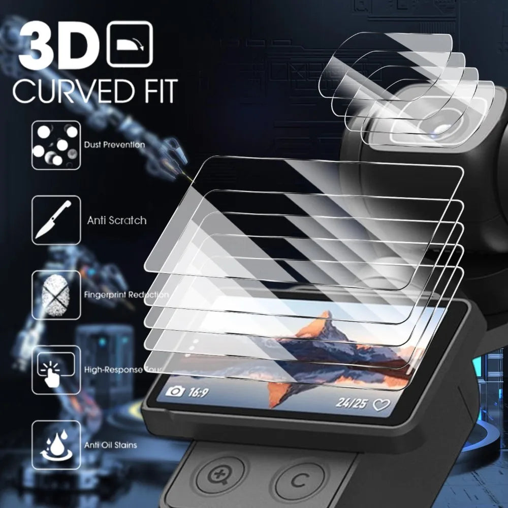 9H HD Tempered Glass for DJI OSMO Pocket 4/3 Full Screen Protector For DJI Pocket 4 Gimbal Camera Lens Protect Glass Accessories