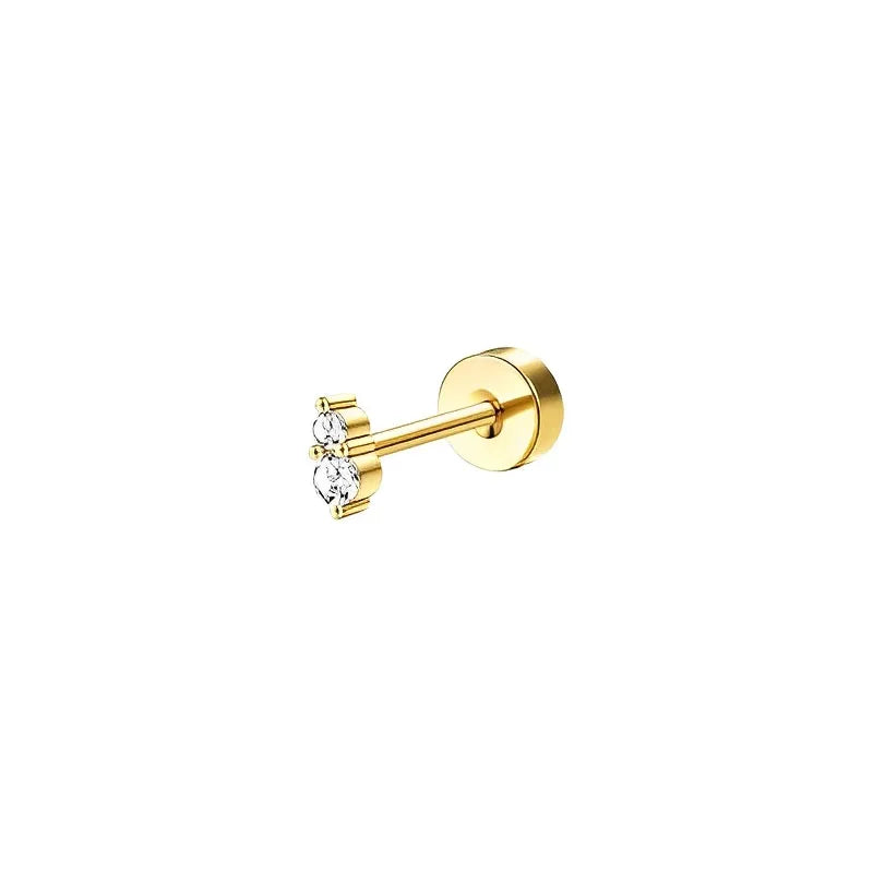 Bobisty 1pc Earrings Surgical Stainless Steel Earrings for Women Dainty Flat Back Earring Stud Hoop Cartilage for Sensitive Ears