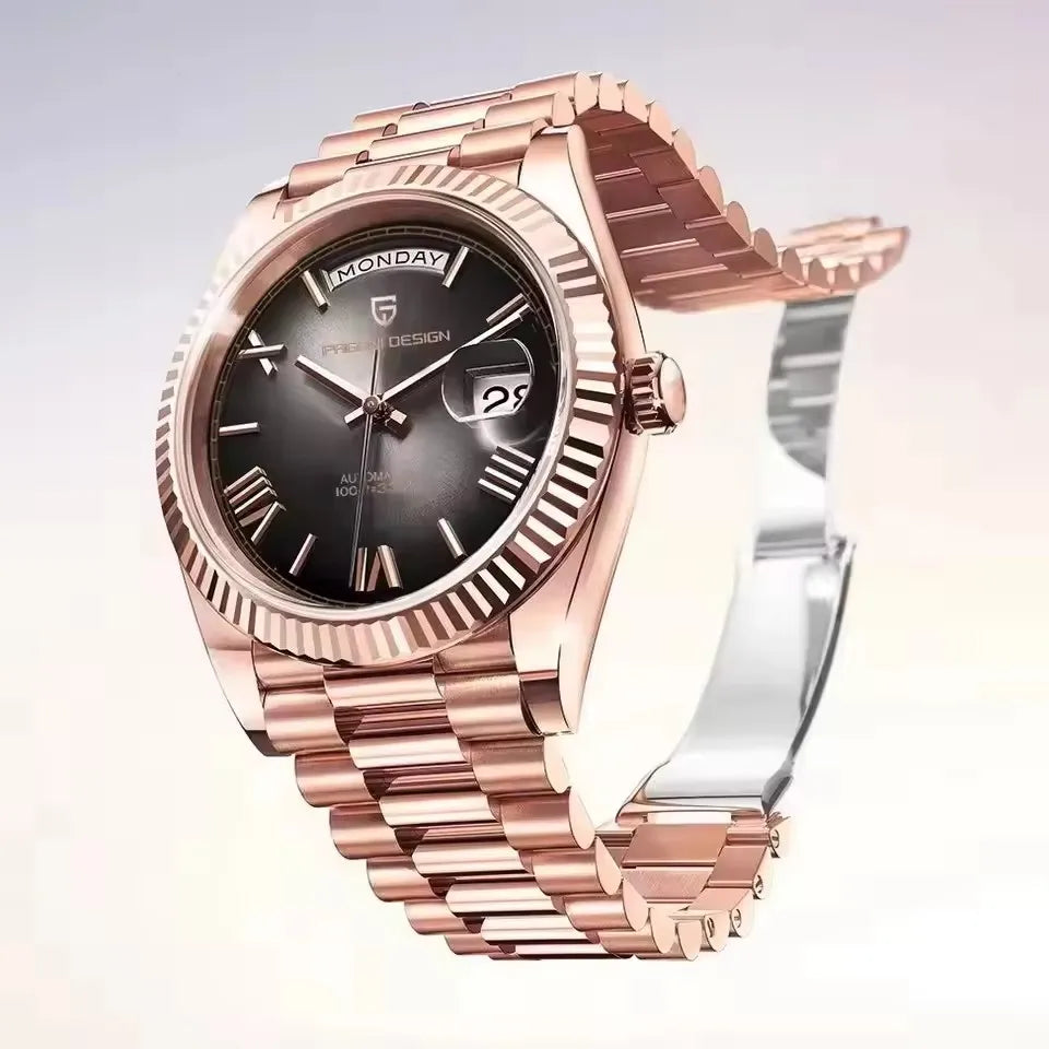 PAGANI DESIGN New Week Calendar Type Watch Japan Movt Waterproof Mechanical Man watch 316L All Steel Luxury Luminous Men watch
