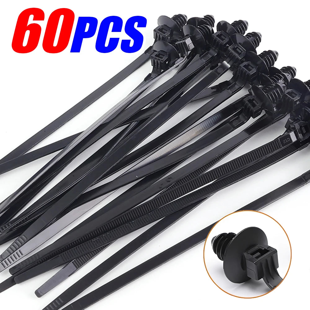 Nylon Self Locking Zip Tie Car Engine Bay Wiring Loom Retainer Clip Screw Mount Fastener Universal Automotive Wire Management