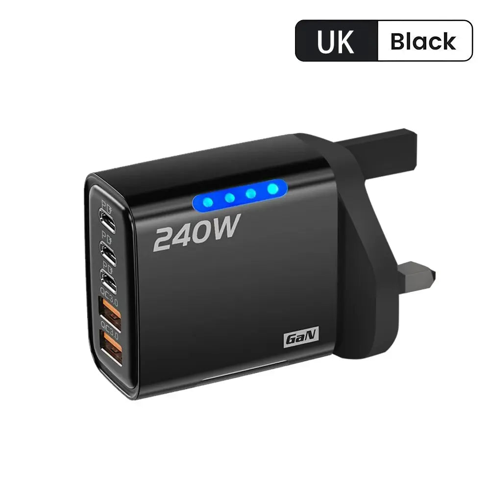 USB Type C 240W GaN Charger Fast Charging PD Quick Charger 3.0 Wall Adapter EU/US Charging Plug For iPhone Xiaomi Samsung Huawei