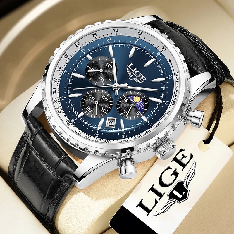 LIGE Fashion Top Brand Luxury Men Watch Casual Business Watch Men Sports Waterproof Quartz chronograph Wrist Watches For Men