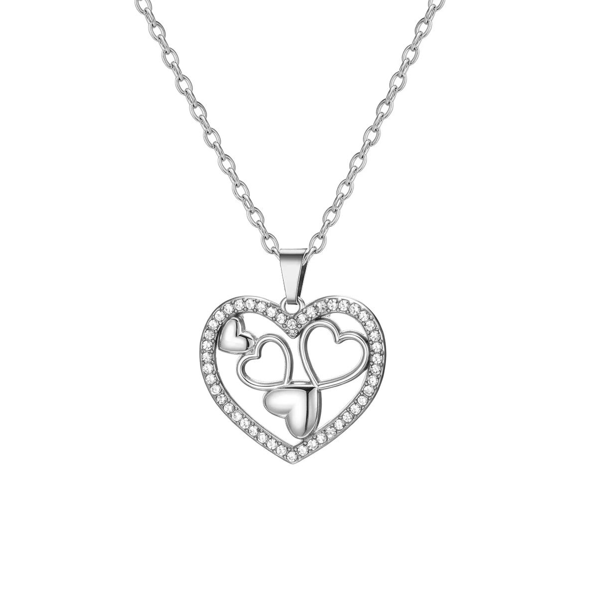 Skyrim Sweet Love Heart Zircon Pendant Necklace Stainless Steel Gold Color Minimalist Choker Fashion Jewelry Birthday Gift
