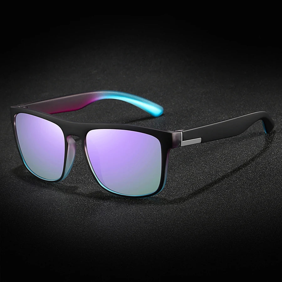 Fashion Purple Sunglasses Men Women Sun Glasses Retro Square Sport Driving Fishing Gradient Big Frame Eyewear