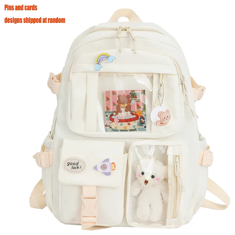 Cute Women Backpacks Waterproof Multi-Pocket Nylon School Backpack for Student Female Girls Kawaii Laptop Book Pack Mochilas