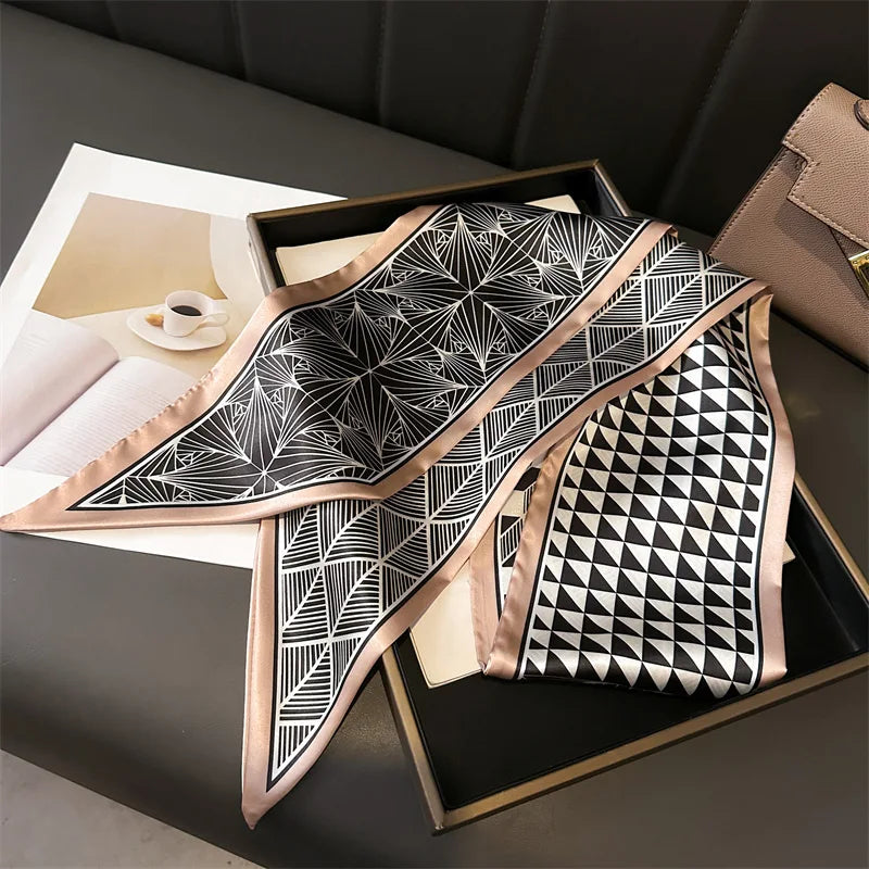 NEW Fashion Print Long Silk Scarf Graphic Ribbon For Women Soft Cozy Silk Scarf Versatile Neckerchief Length Luxury Headband