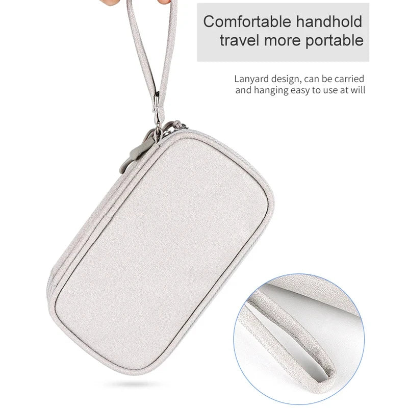 Home Office Cable Organizer Bag, Portable Travel Digital Storage Case for USB Charger Headset