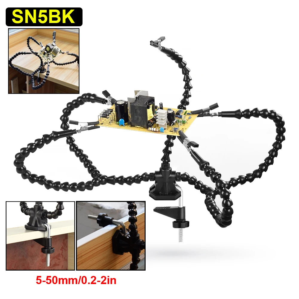 NEWACALOX Multi Soldering Helping Hand Tool Table Clip Third Hand Soldering Stand Welding PCB Holder Flexible Arm Soldering Tool