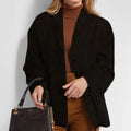 2024 Autumn Winter Women Jacket With Lapel Woman Casual Single Breasted Pocket Long Sleeve Short Coat Street Overcoat
