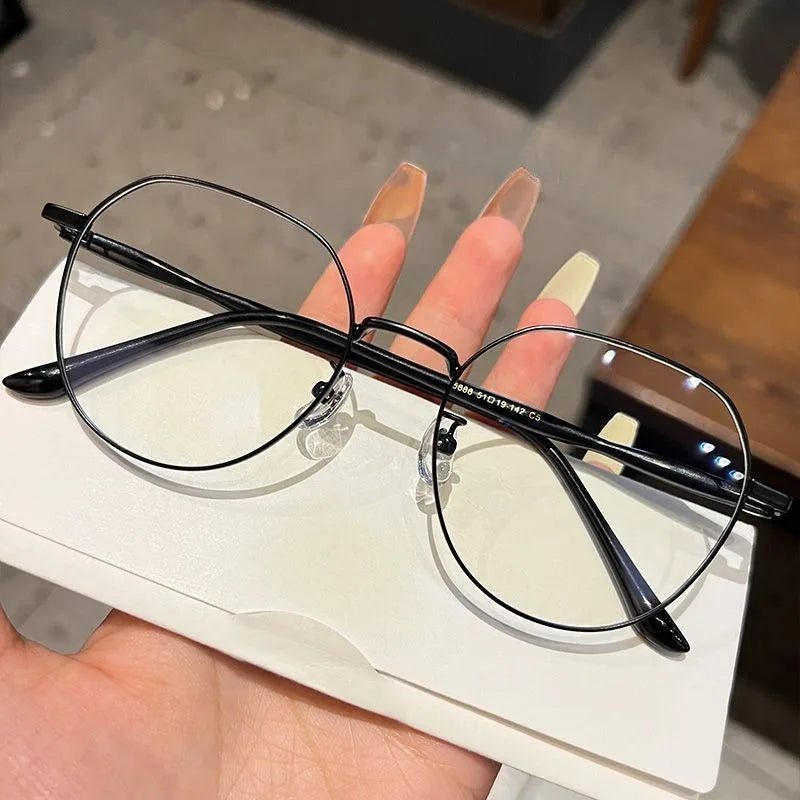 Korean Fashion Metal Frame Eyeglasses Anti Blue Light/Radiation Glasses for Women for Student