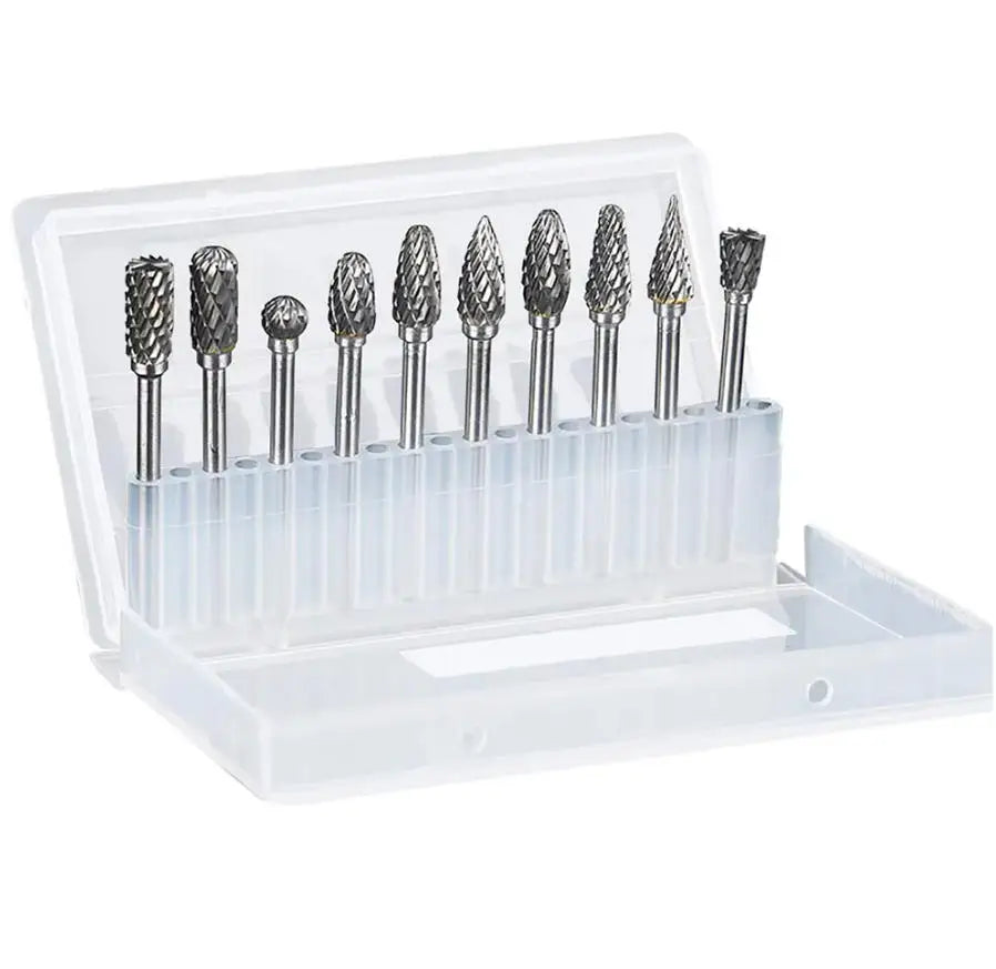 1/8" Shank 1/4" Head Length Tungsten Steel Rotary Carbide Burr Set  for Woodworking Drilling Metal Carving Engraving Polishing
