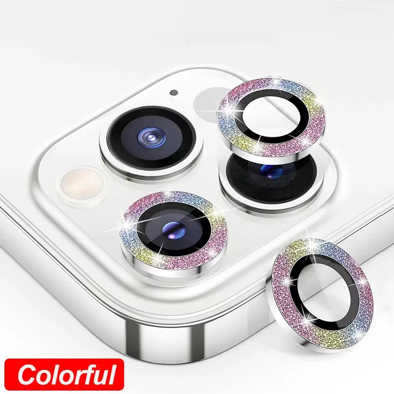 Diamond Camera Lens Protector Glass for iPhone 13 11 12 14 15 16 Pro Max Mini Back Metal Lens Protective Film for iPhone 15 Plus