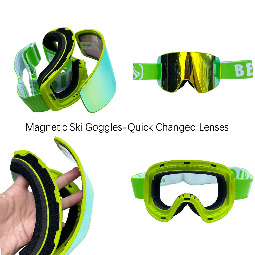2024 New Double Layer Magnetic Ski Goggles Polarized Lens Skiing Anti-Fog UV400 Snowboard Goggles Men Women Ski Glasses Eyewear