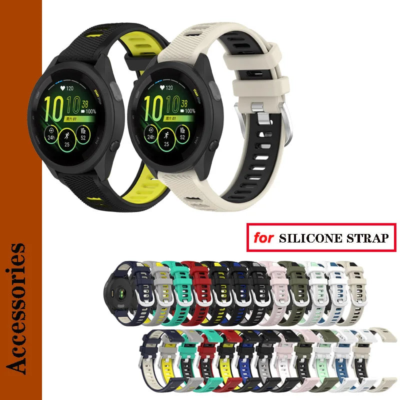 18mm 20mm 22mm Watch Band Silicone Strap For Garmin Forerunner 55 245 255 255S 265 265S/Vivoactive 3 4 4s /Venu Sq 2 2s Bracelet