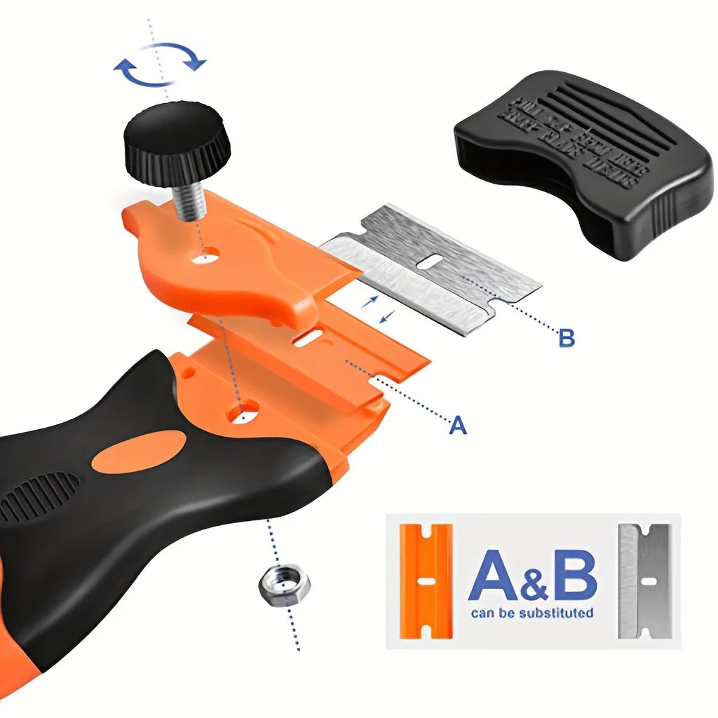 21pcs Razor Blade Scraper Double Edge Razor Scraper Remover Tool with Razor Blades for Labels Stickers Decals Removal Tint Vinyl